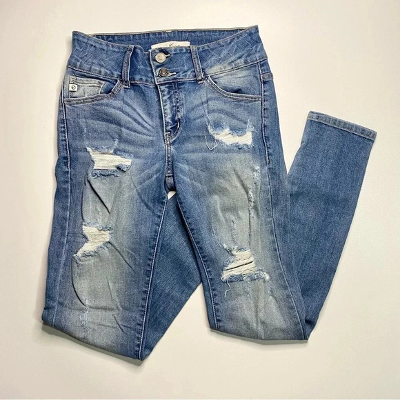 Kancan sz 5/26 Distressed High Rise Skinny Jeans - Picture 1 of 8